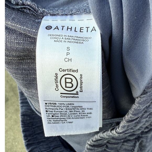 Athleta Retreat Blue Wide Leg 100% Linen Active Ankle Pant Sz Small - Picture 9 of 9